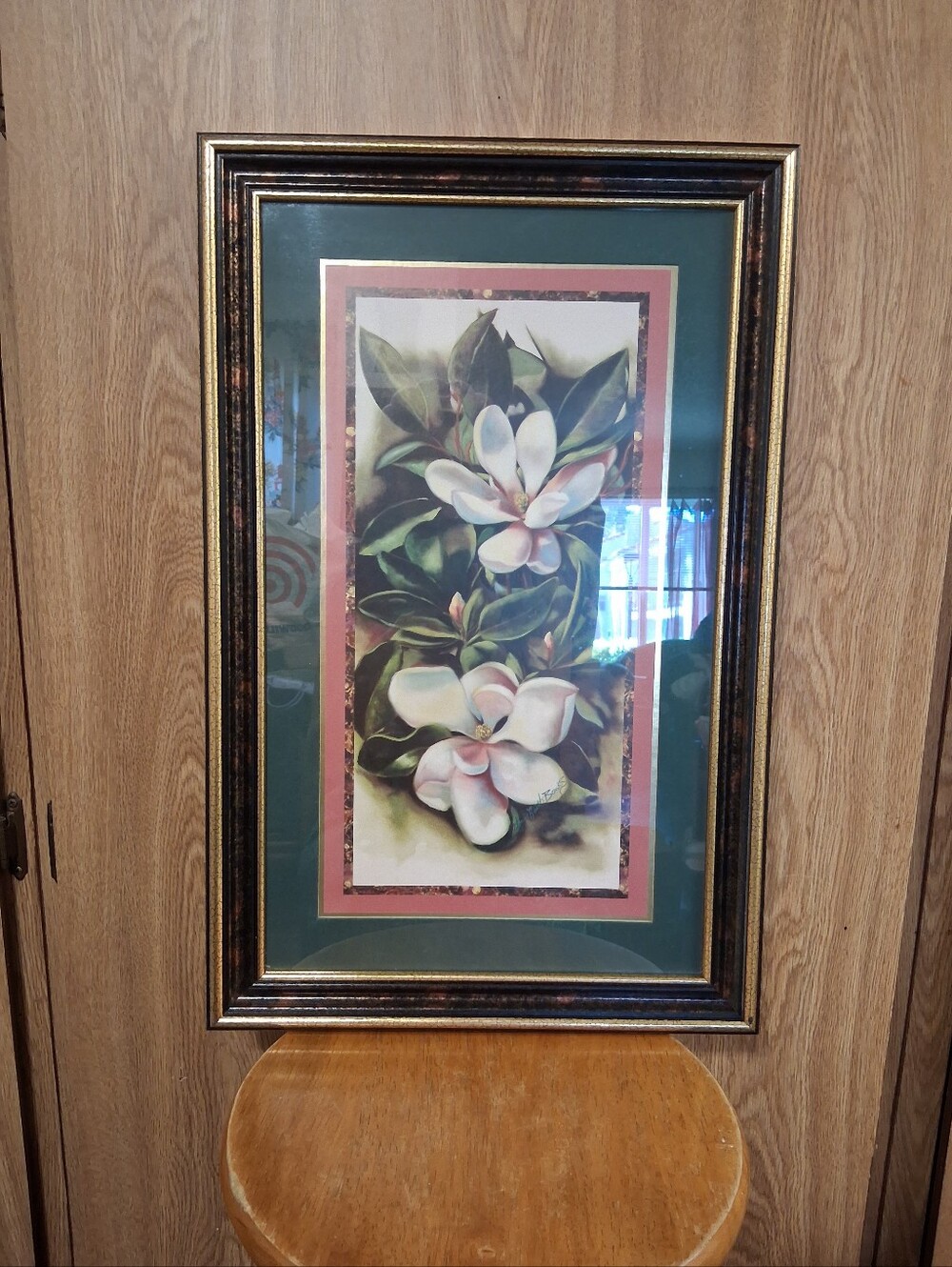Home Interiors Pink and Green Magnolia Framed Wall Art